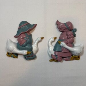 Vintage Burwood Goose Children‎ Wall Art Set 1988 Pink Blue 2865-1B